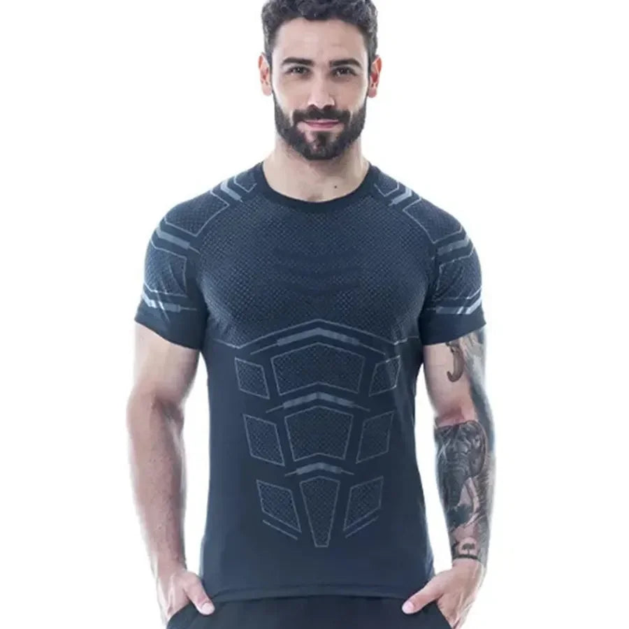Fitness Muscle Men Loose Quick Drying T-Shirt Running Training Clothes Summer Cool Trend Personality O Collar Short Sleeve