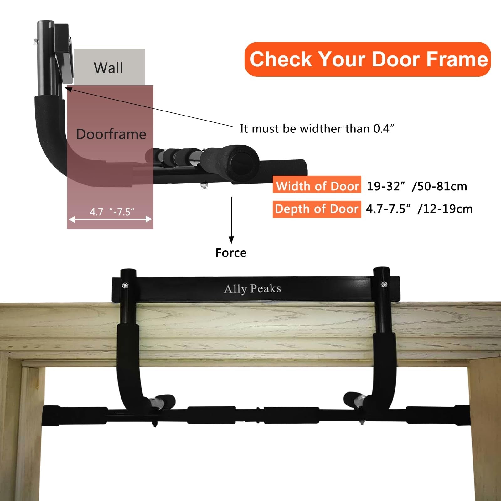 Barra De Dominadas Para Puerta | Acero Engrosado Max