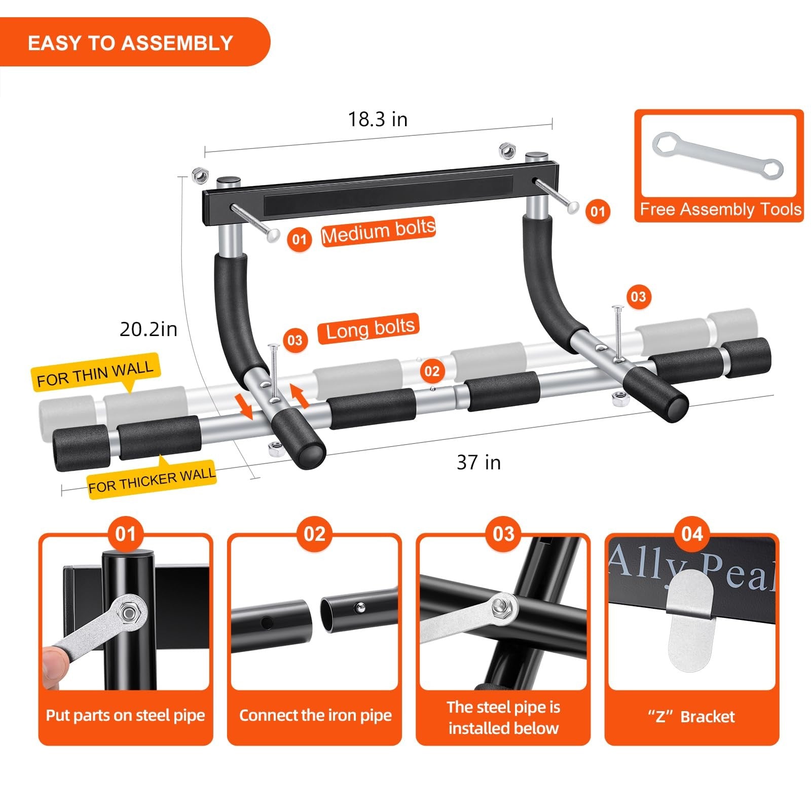 Barra De Dominadas Para Puerta | Acero Engrosado Max