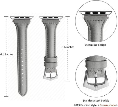 Leather Bands Compatible Apple Watch Bands for Women 38Mm 40Mm 41Mm 42Mm 44Mm 45Mm 46Mm 49Mm, Top Grain Leather Band Replacement Strap for Iwatch Ultra SE SE2 Series 11 10 9 8 7 6 5 4 3 2 1