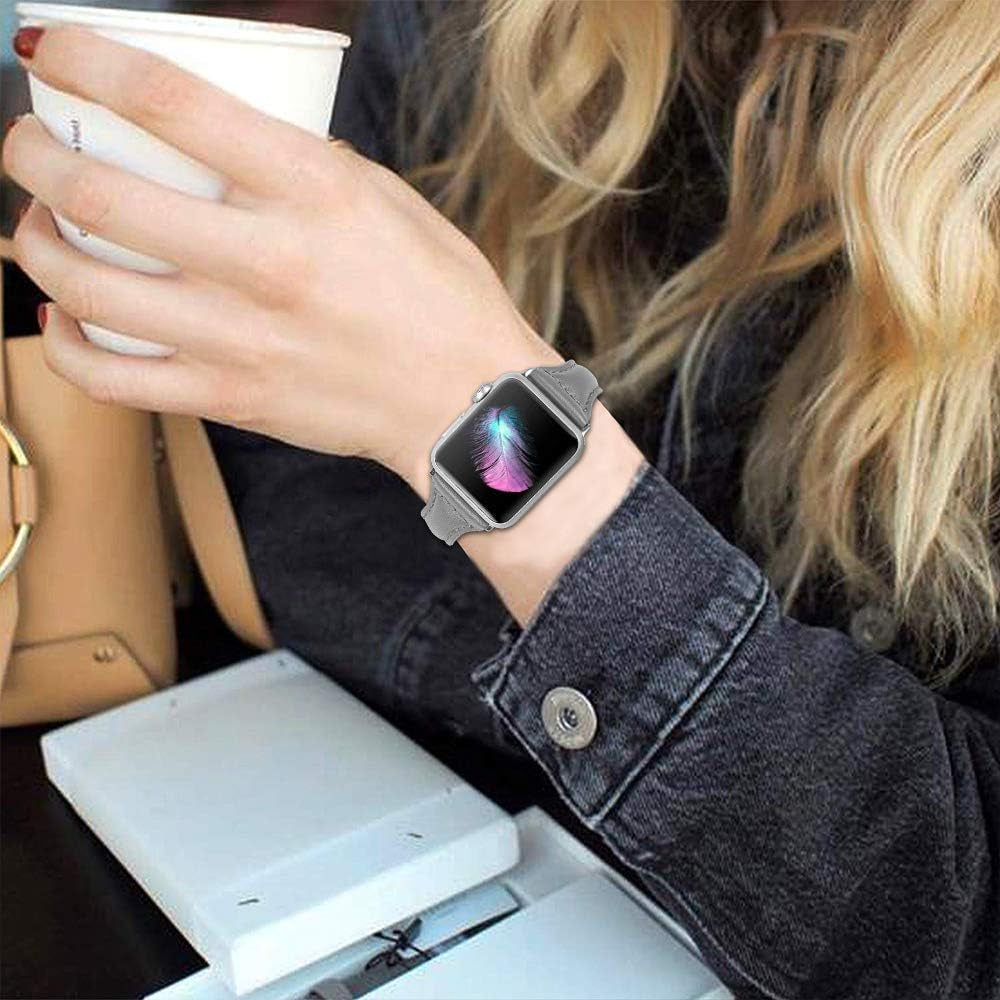 Leather Bands Compatible Apple Watch Bands for Women 38Mm 40Mm 41Mm 42Mm 44Mm 45Mm 46Mm 49Mm, Top Grain Leather Band Replacement Strap for Iwatch Ultra SE SE2 Series 11 10 9 8 7 6 5 4 3 2 1