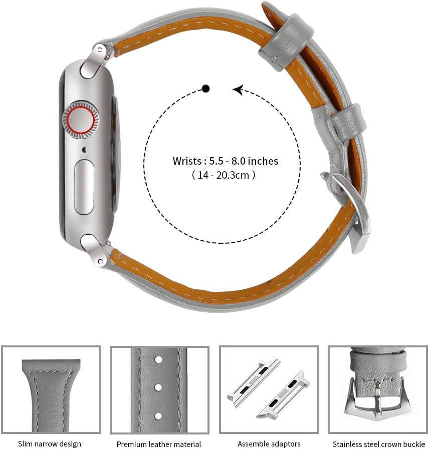 Leather Bands Compatible Apple Watch Bands for Women 38Mm 40Mm 41Mm 42Mm 44Mm 45Mm 46Mm 49Mm, Top Grain Leather Band Replacement Strap for Iwatch Ultra SE SE2 Series 11 10 9 8 7 6 5 4 3 2 1