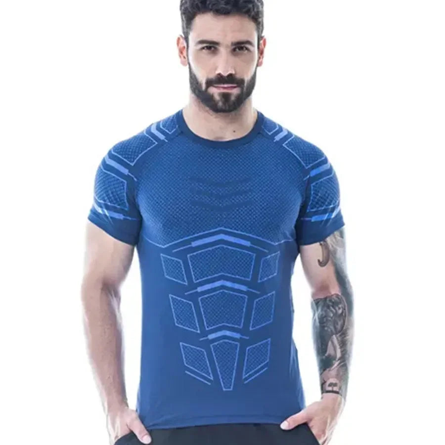 Fitness Muscle Men Loose Quick Drying T-Shirt Running Training Clothes Summer Cool Trend Personality O Collar Short Sleeve